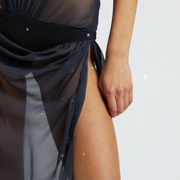 Christopher Esber Silk Drape Dress in Ink - Picture 6 of 7